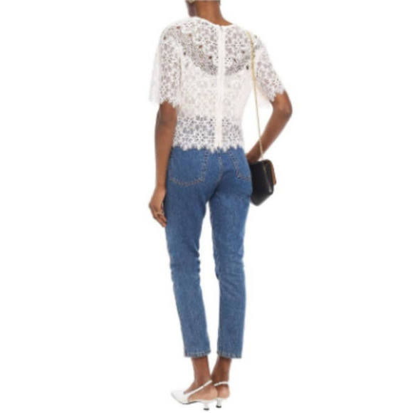 Sandro Paris Alycia Guipure Lace Scalloped Victorian Blouse Nude White NWT Small - Picture 6 of 14